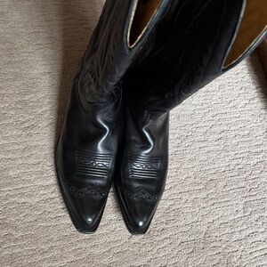 Boulet Men’s Black Western Cowboy Boots and Boot Bag